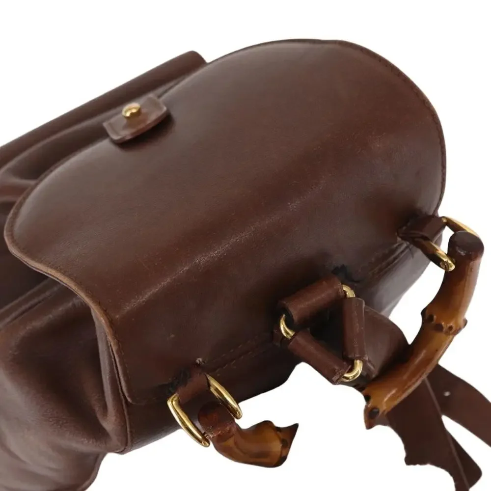 Gucci Bamboo Leather Backpack Brown